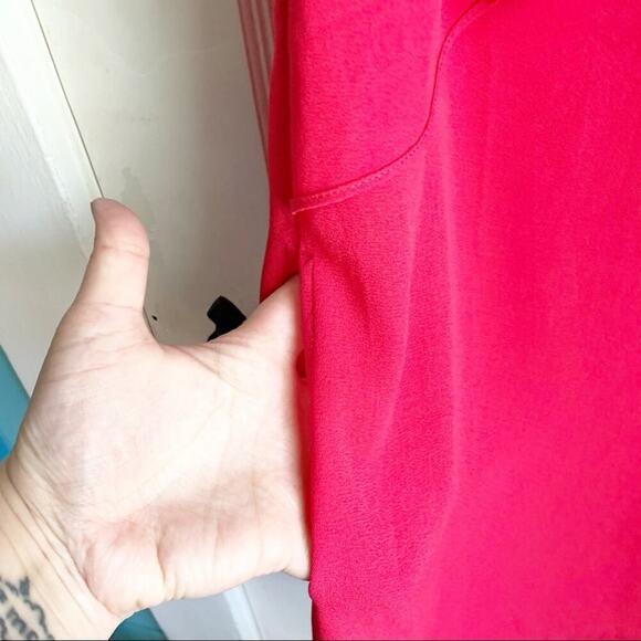 BCBGMAXAZRIA Runway Cardine Drape Chiffon V-Neck Dress Style Red Size Small S - Picture 9 of 14